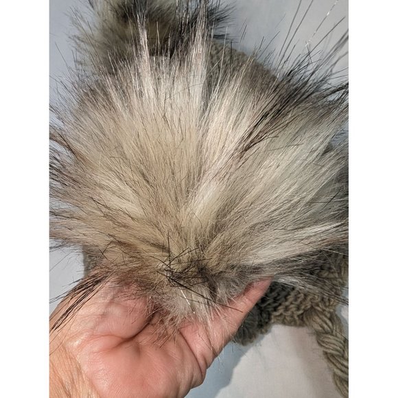 David and Young Winter Ear Flap Pom Pom Faux Fur‎ Knit Beanie Hat - Picture 2 of 5
